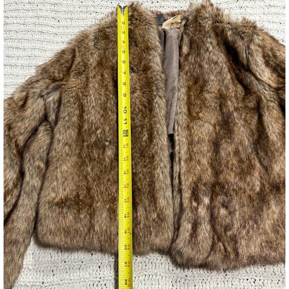 NWT Hollister Y2K Faux Fur Jacket Open Front Crop Womens M Brown Bomber Mob Wife - Picture 3 of 10